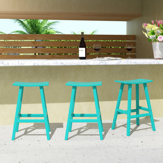 Malibu 29" HDPE Outdoor Patio Bar Height Bar Stools (Set of 3)