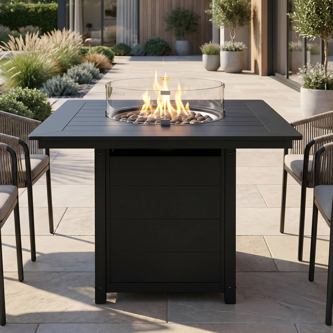 Helios 42" Modern Outdoor Patio Gas Propane Square Fire Pit Table