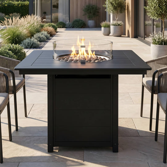 Helios 42" Modern Outdoor Patio Gas Propane Square Fire Pit Table