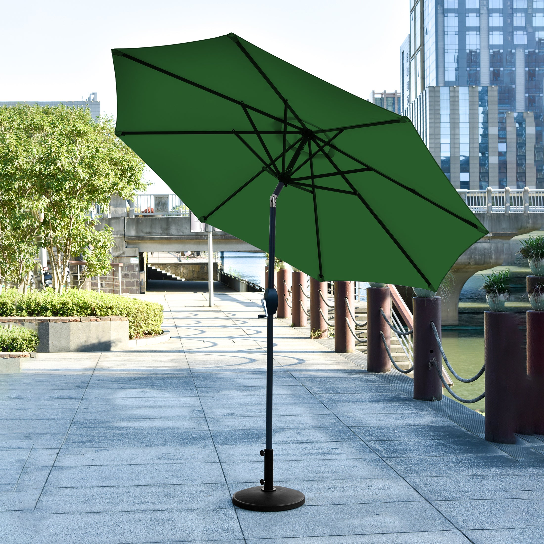 Paolo 9 ft. Patio Table Umbrella with tilt, crank features and free standing weight base kit