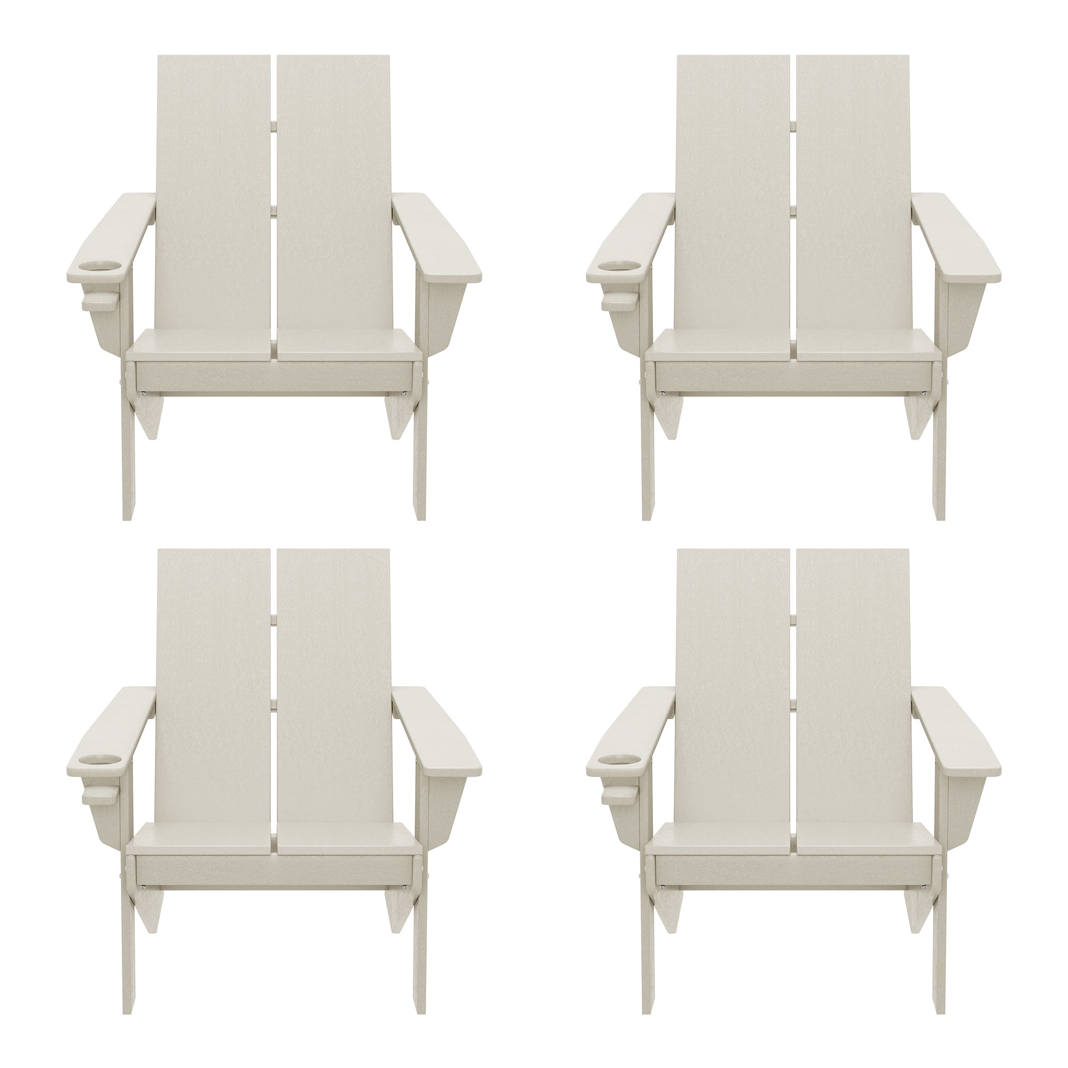 Riviera Outdoor HDPE Modern Adirondack Chair with Cup Holder (Set of 4)