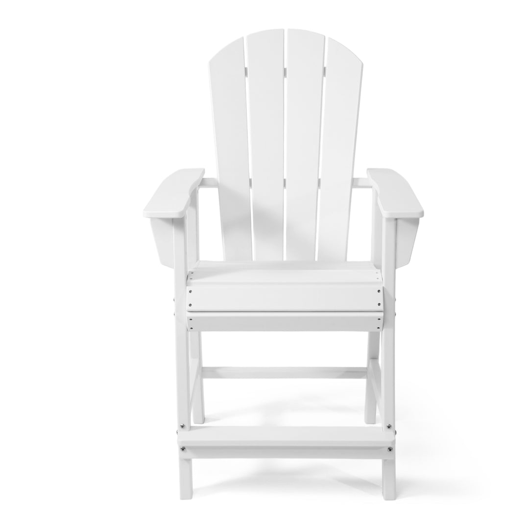 Malibu Outdoor HDPE  Tall Adirondack Counter Height Bar Chair With Cup Holder