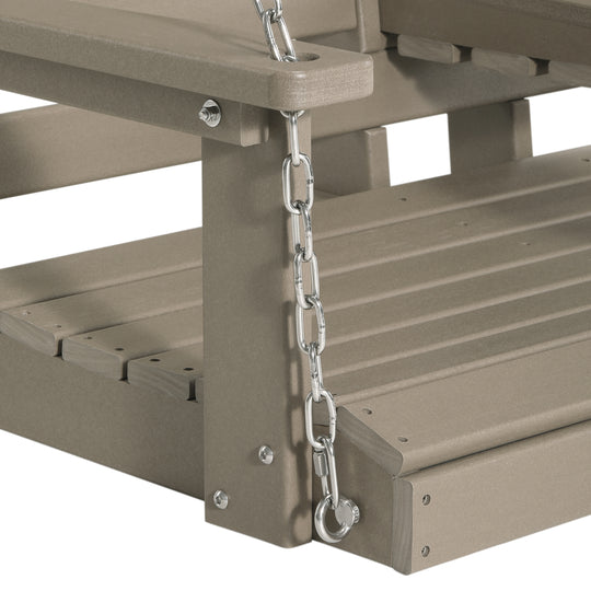 St Charles Outdoor HDPE 54" Front Hanging Porch Swing Bench With Cupholders