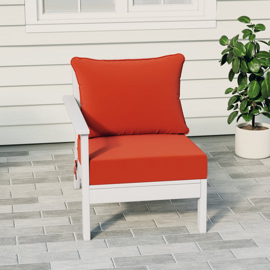 Avalon Outdoor Patio HDPE Left Arm Sectional Corner Club Chair with Patio Cushions