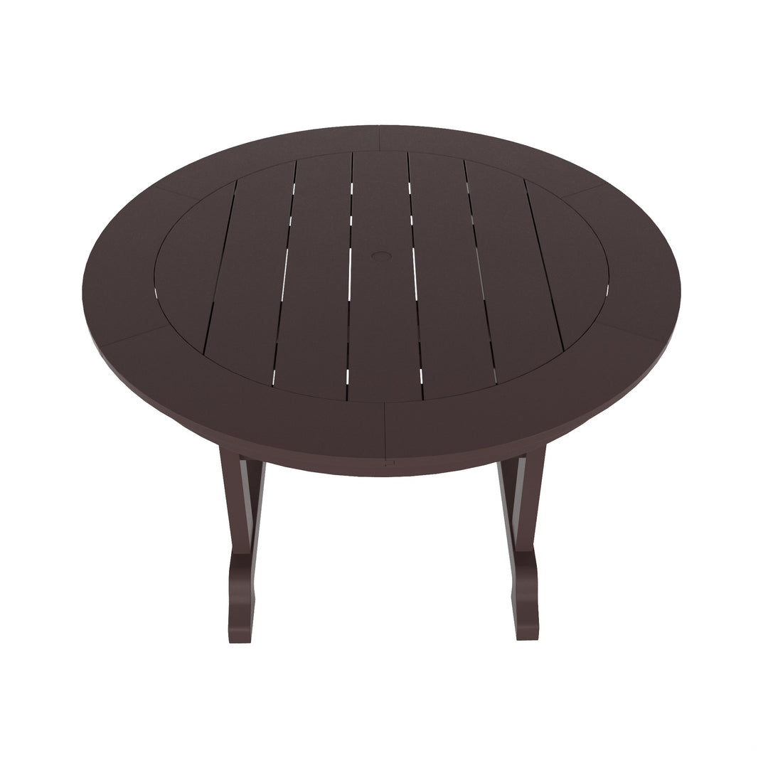 Malibu 5-Piece HDPE Round Patio Dining Table Set with Foldable Chairs