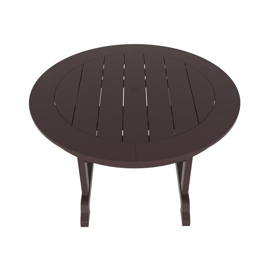 Malibu 5-Piece HDPE Round Patio Dining Table Set with Foldable Chairs