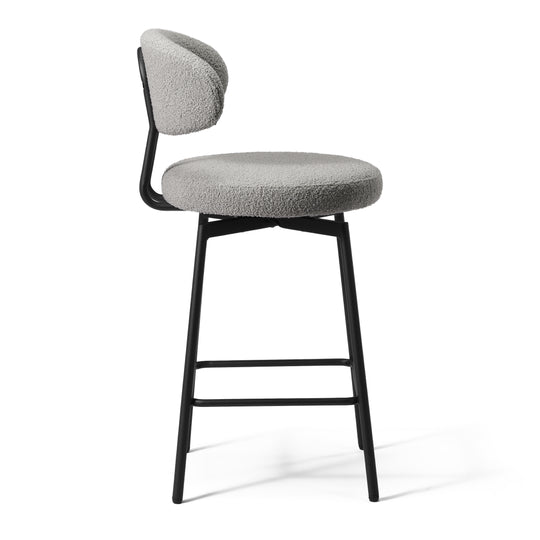 Alexandria Modern Upholstered Sherpa Fabric Counter Height Bar Stools with Back (Set of 2)