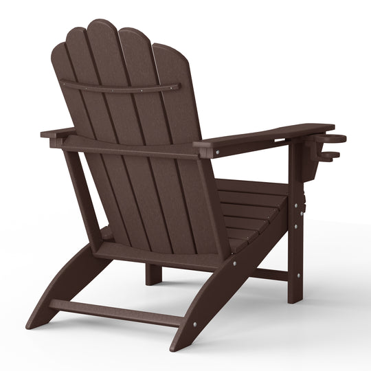 Highland Outdoor Patio HDPE Adirondack Chairs With Cup Holders (Set of 2)