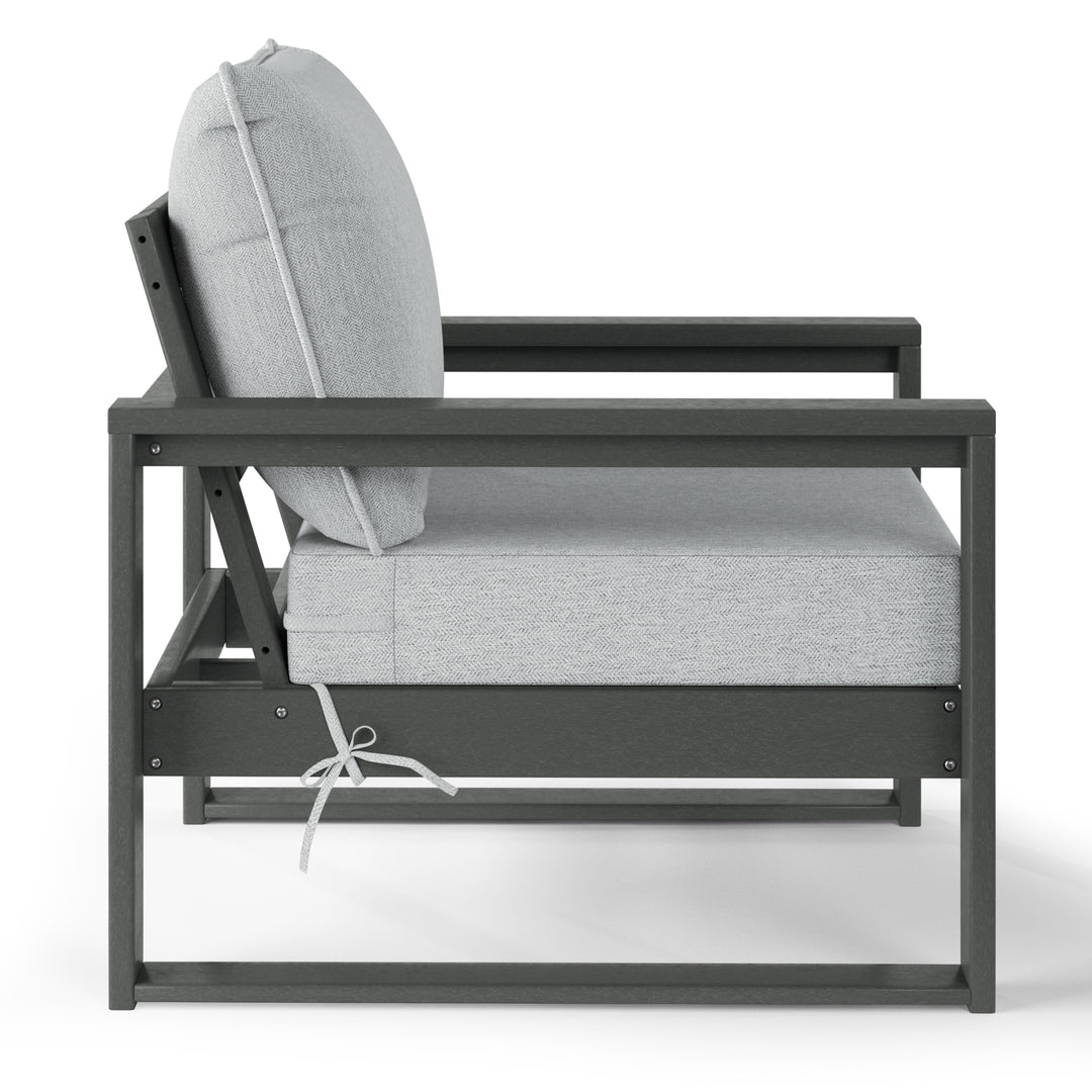 Outdoor Modern HDPE Patio Club Chair with Waterproof Deep Seat Cushions
