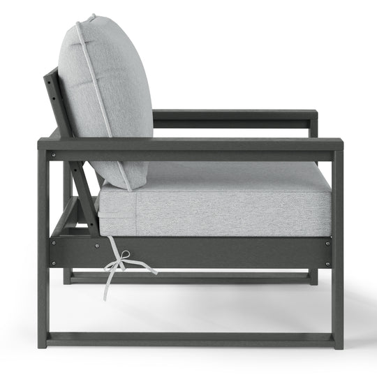 Outdoor Modern HDPE Patio Club Chair with Waterproof Deep Seat Cushions