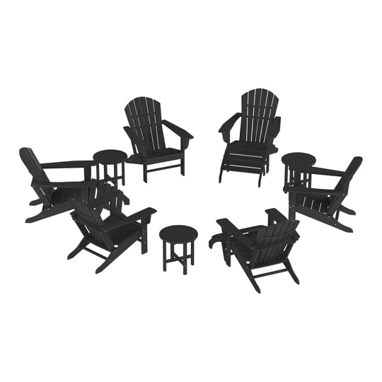Dylan 12 Piece Outdoor Adirondack Chair With Ottoman And Side Table