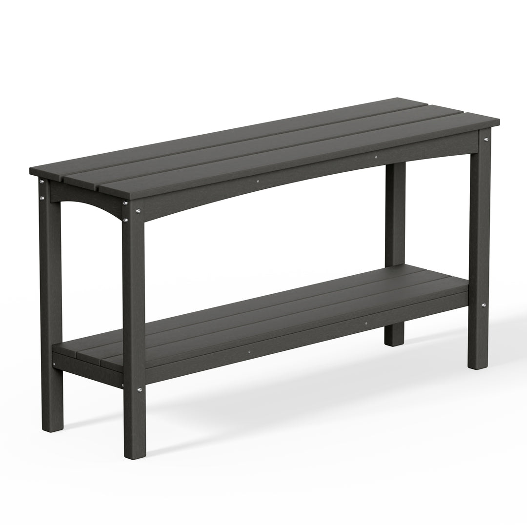 Malibu 55" Outdoor Patio HDPE Adirondack 2-Tier Shelf Console Table