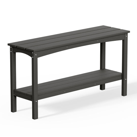 Malibu 55" Outdoor Patio HDPE Adirondack 2-Tier Shelf Console Table