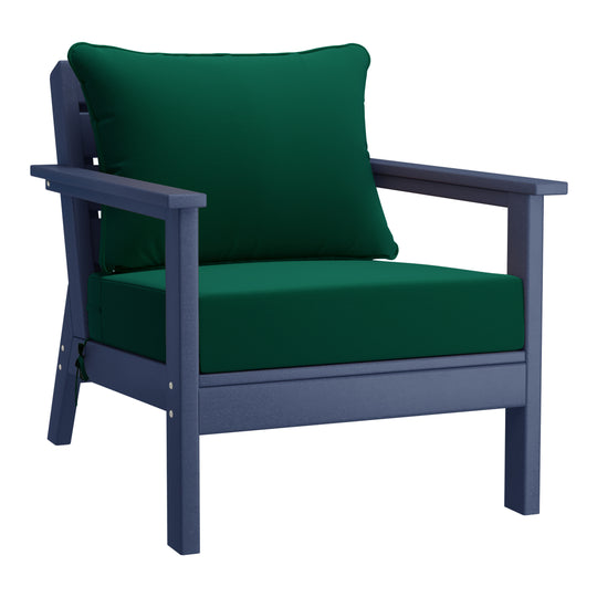 Avalon Outdoor Modern HDPE Patio Club Chairs with Deep Seat Cushions (Set of 2)