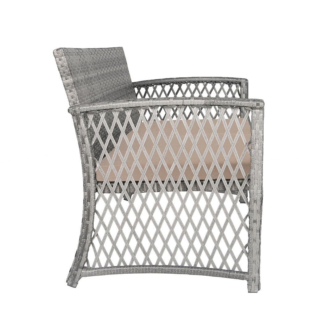 Melvi 4-Piece Outdoor Patio Wicker Conversation Set, Gray