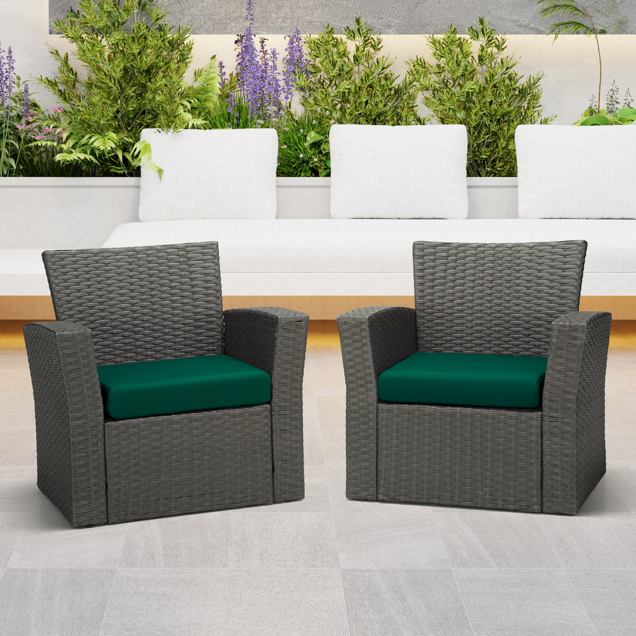 Solace Outdoor Patio Furniture Seat Chair Square Cushions Set of 2, 20" x 19"