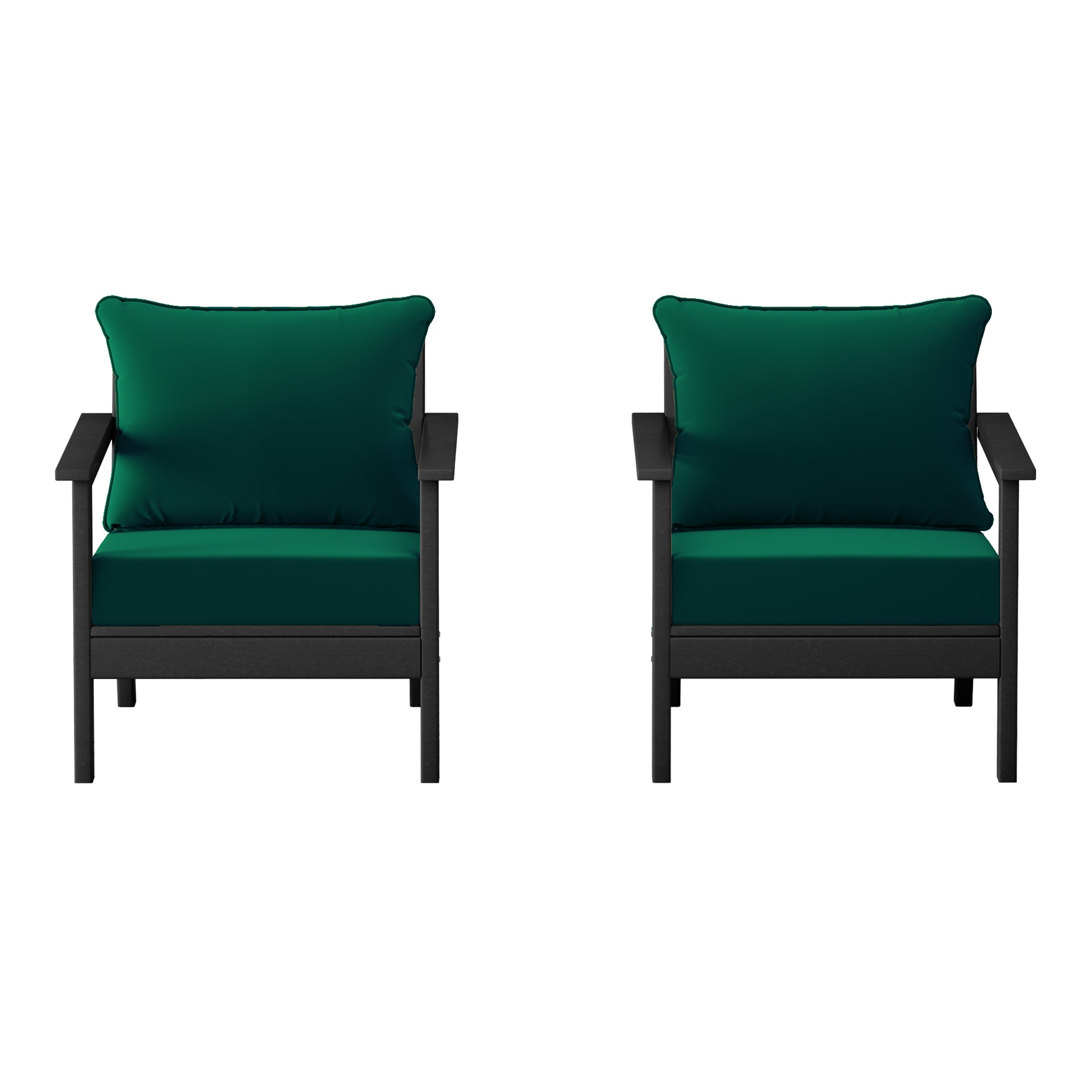Avalon Outdoor Modern HDPE Patio Club Chairs with Deep Seat Cushions (Set of 2)