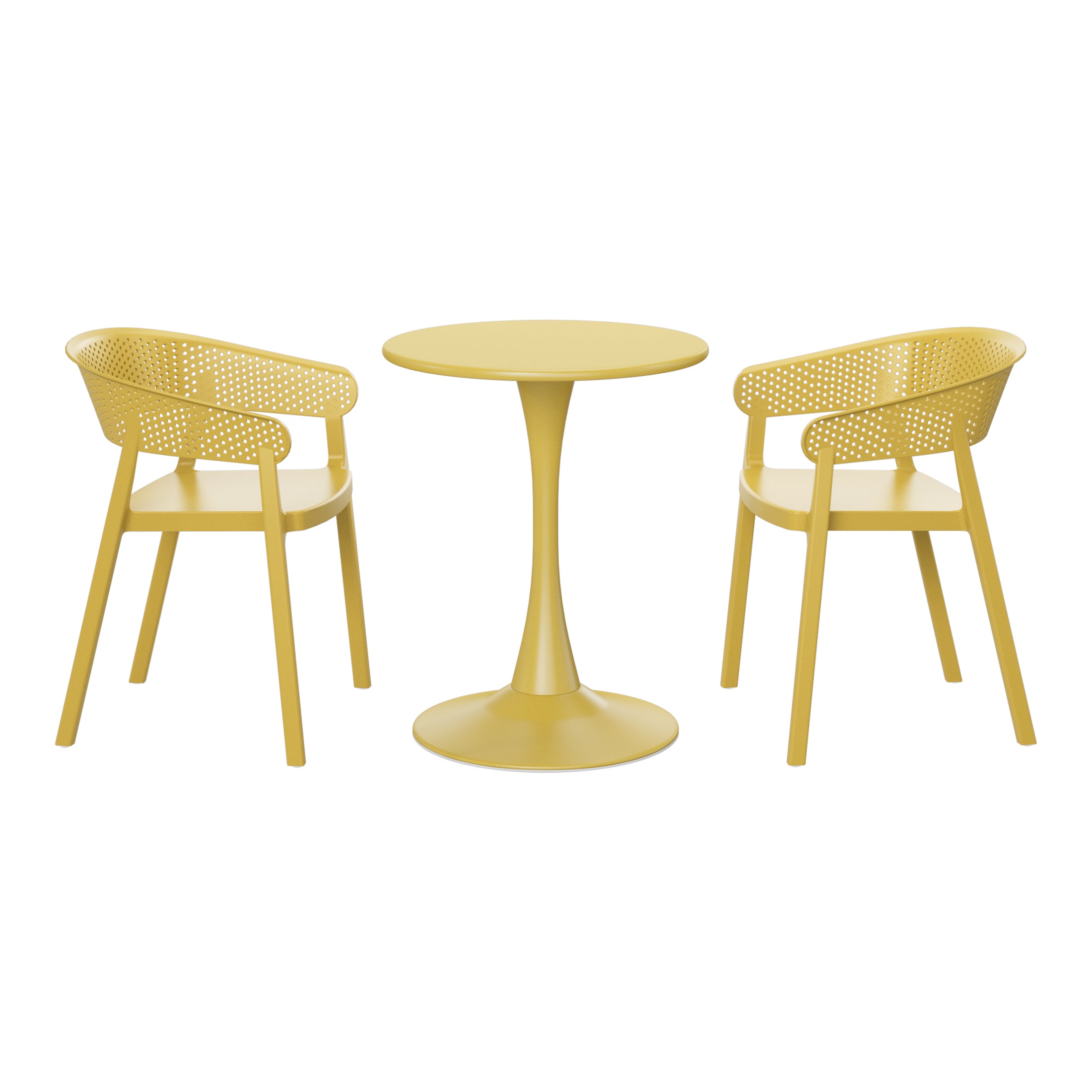 Playa 3-Piece Indoor Outdoor Metal Patio Dining Table Set With Stackable Patio Chairs