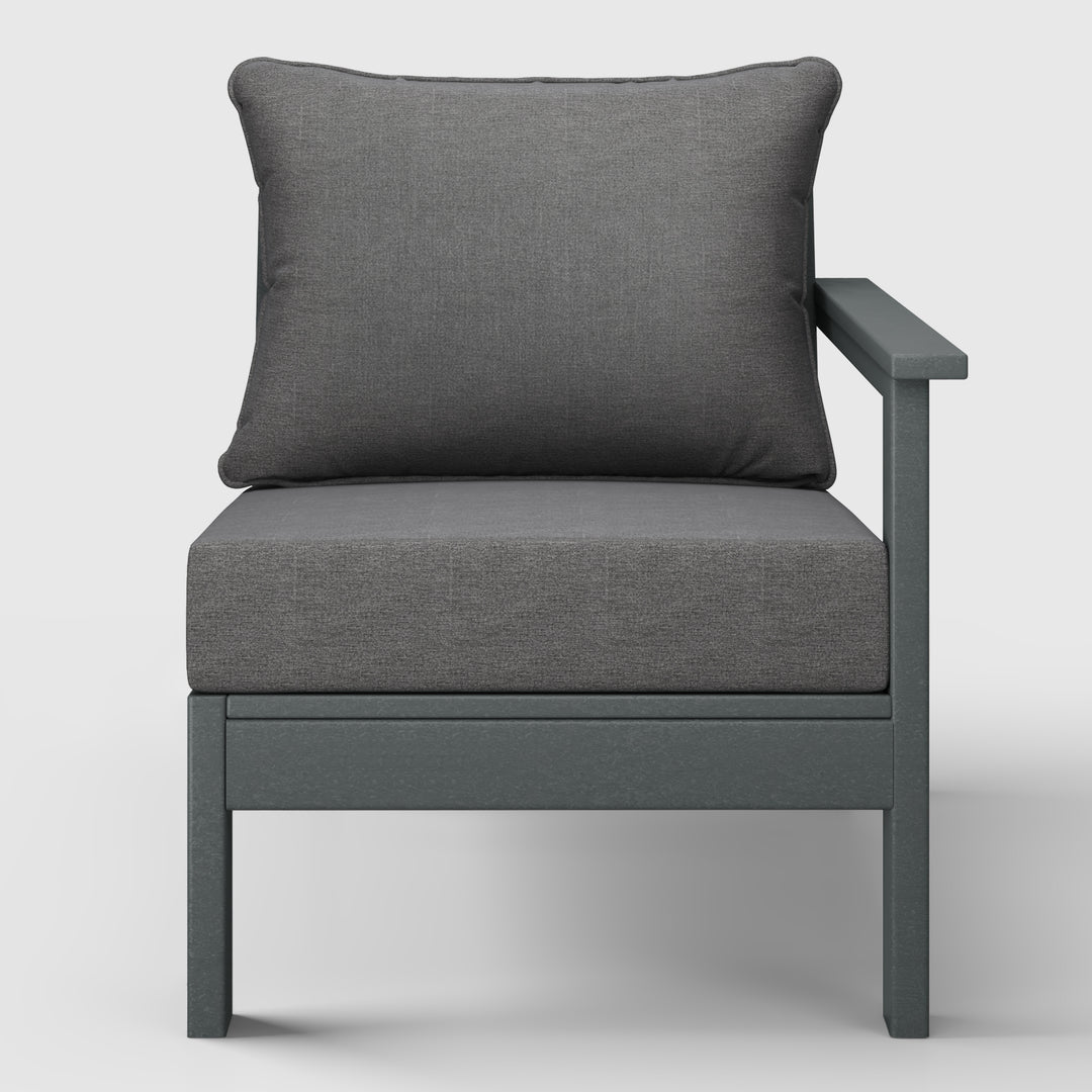 Avalon Outdoor Patio HDPE Right Arm Sectional Corner Club Chair with Patio Cushions