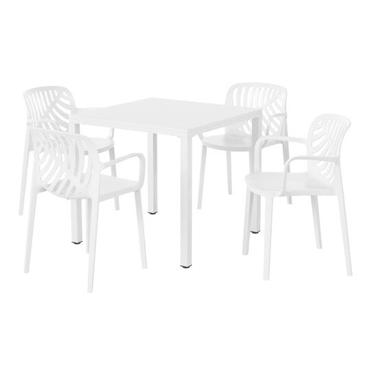 Playa 5-Piece Outdoor Square Dining Table Patio Set with Stackable Patio Dining Chairs