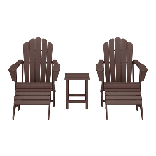 Highland 5-Piece Adirondack Chair with Folding Ottoman and Table Set