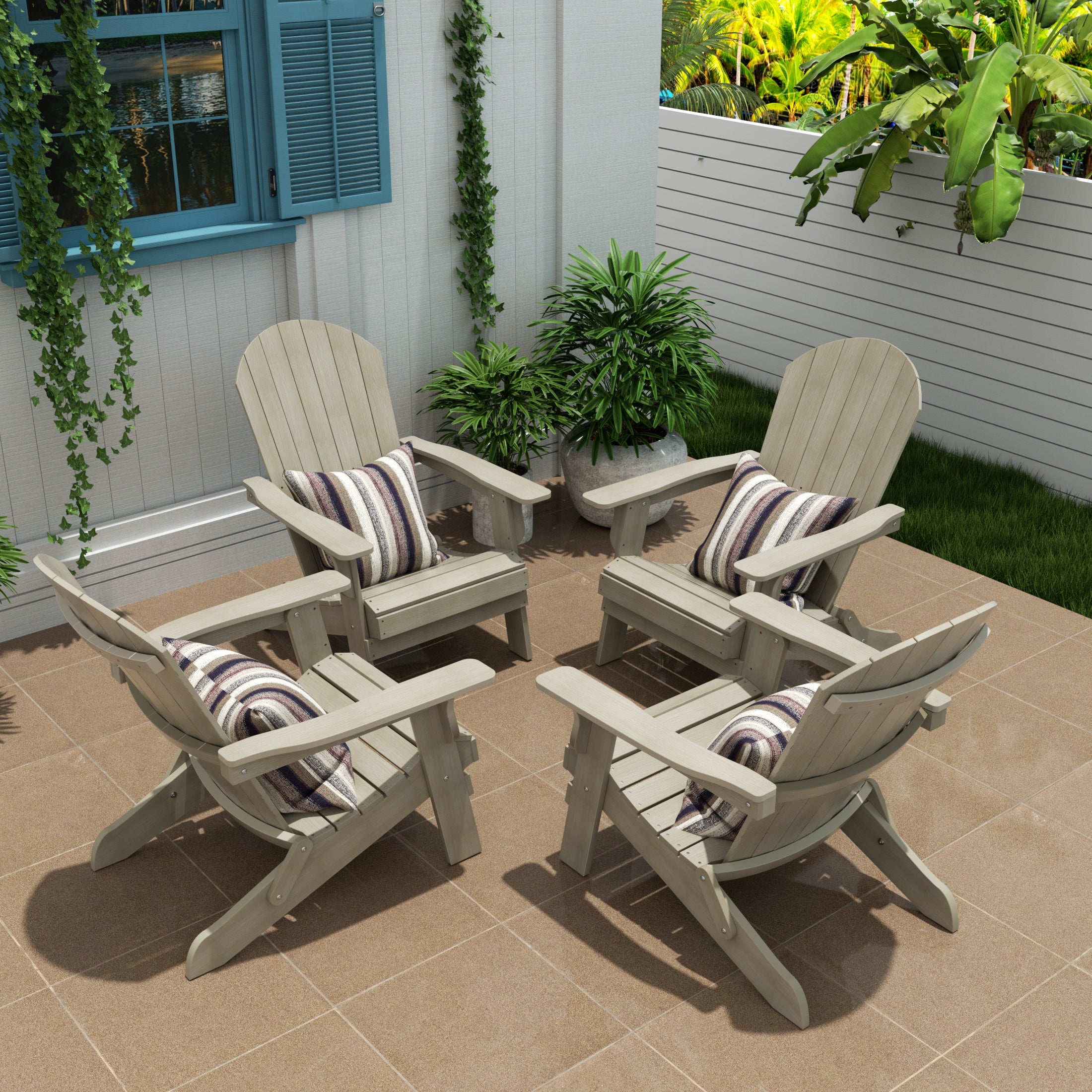 Tuscany Outdoor Folding Adirondack Seashell Chair (Set of 4)