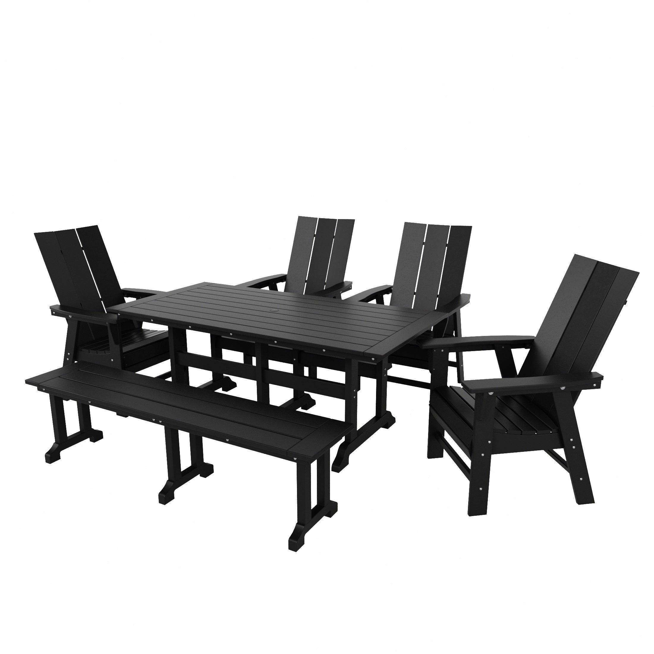Ashore 6 Piece Outdoor Patio Dining Table and Armchair Dining Bench Set