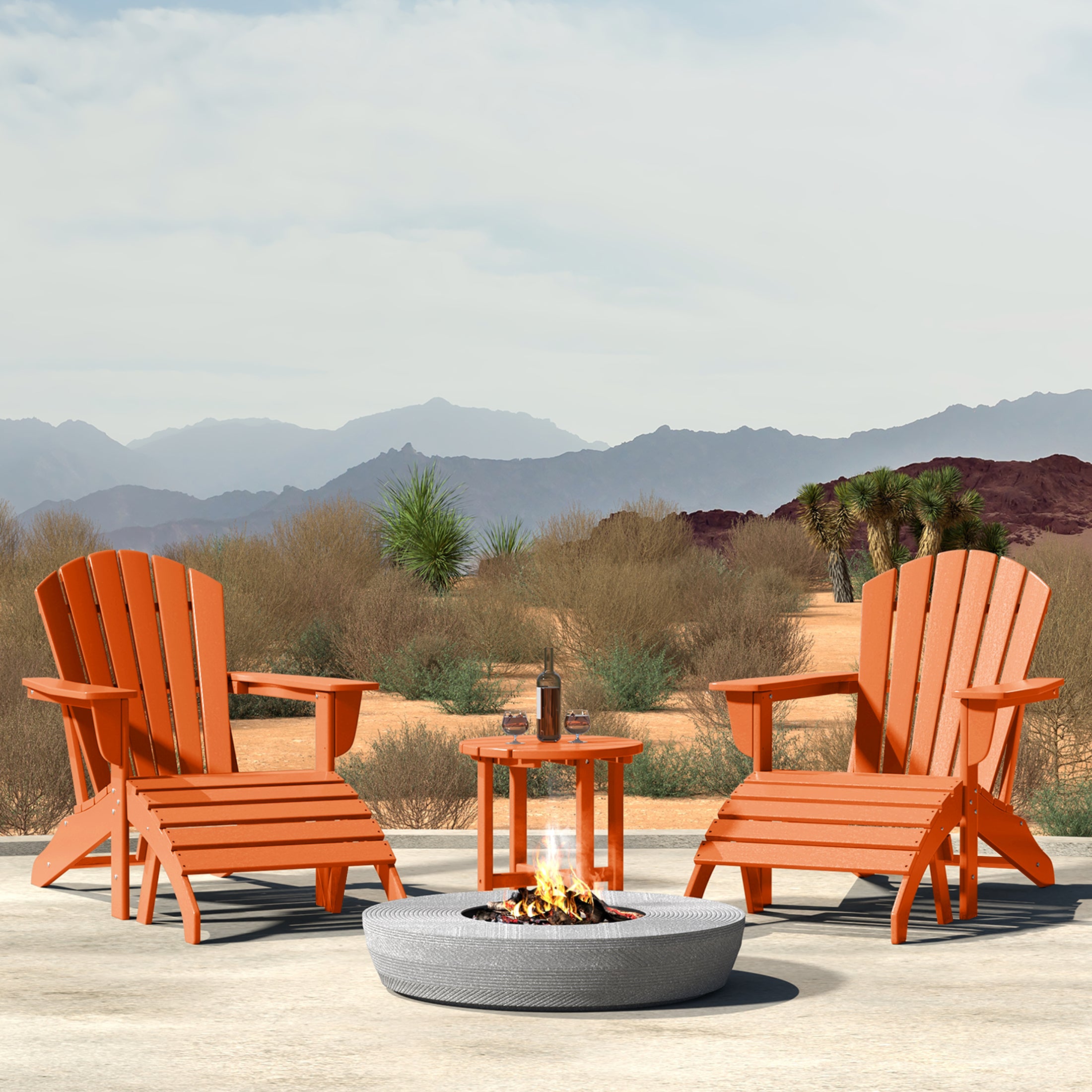Dylan Outdoor Adirondack Chair With Ottoman And Side Table 5-Piece Set