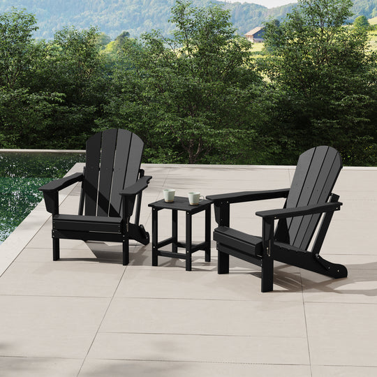Malibu 3-Piece set Outdoor / Patio Poly Adirondack chair set with a side table ( 2 seater )