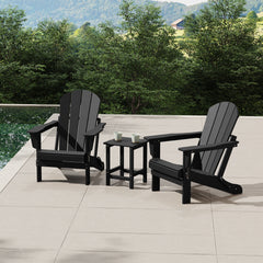Malibu Adirondack chair set with side table in Black styled outdoors