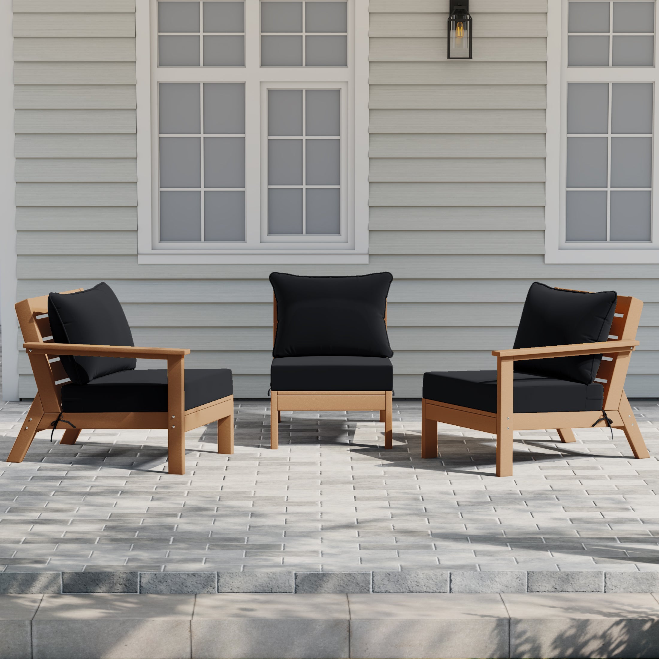 Avalon Outdoor Patio HDPE Sectional Sofa with Patio Cushions