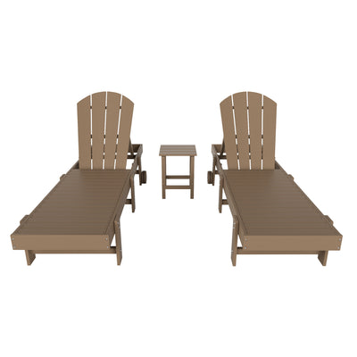 Malibu 3 Piece Poly Reclining Chaise Lounge With Wheels