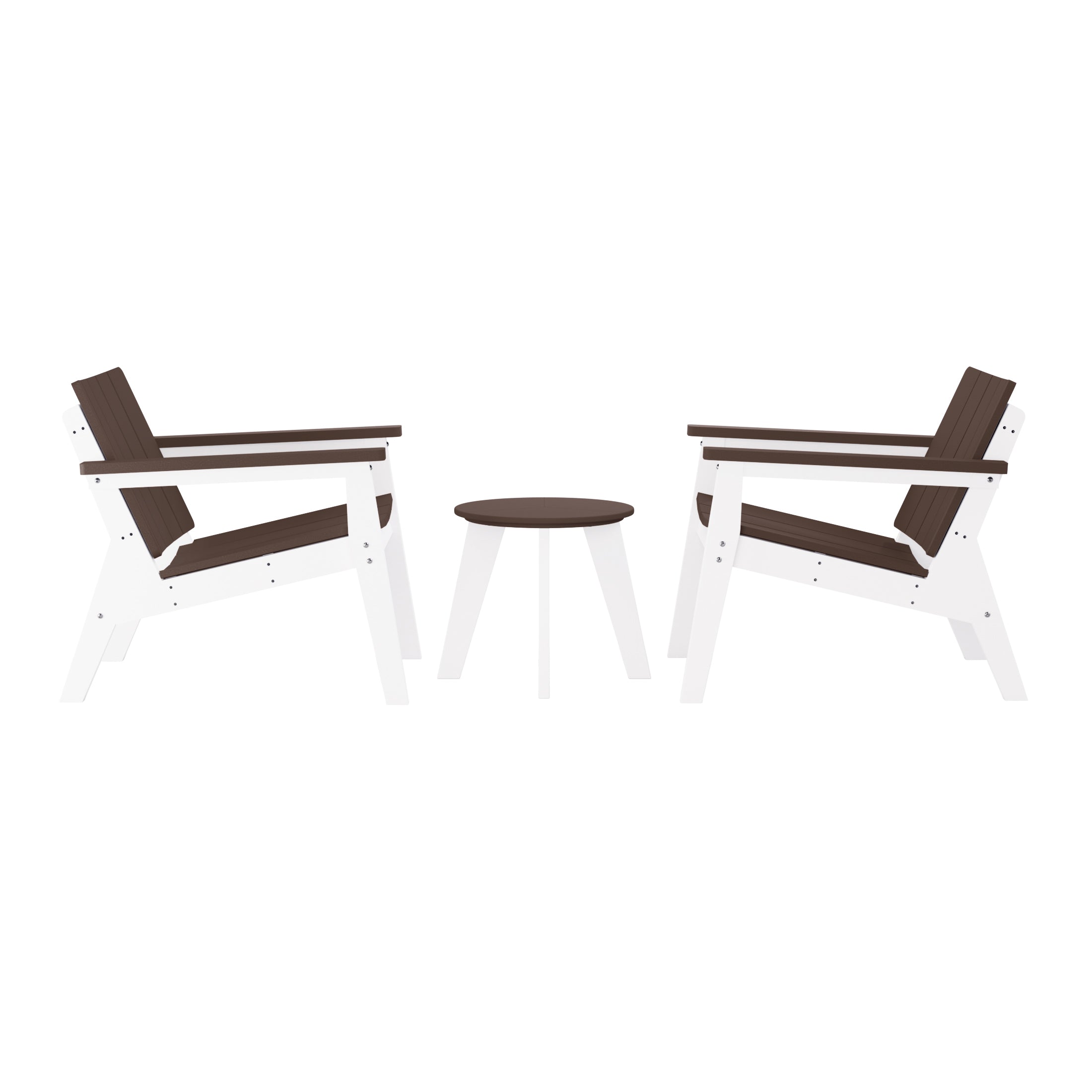 Pacifica 3-Piece Outdoor HDPE Conversation Set with Deep Seating Chairs and Round Side Table