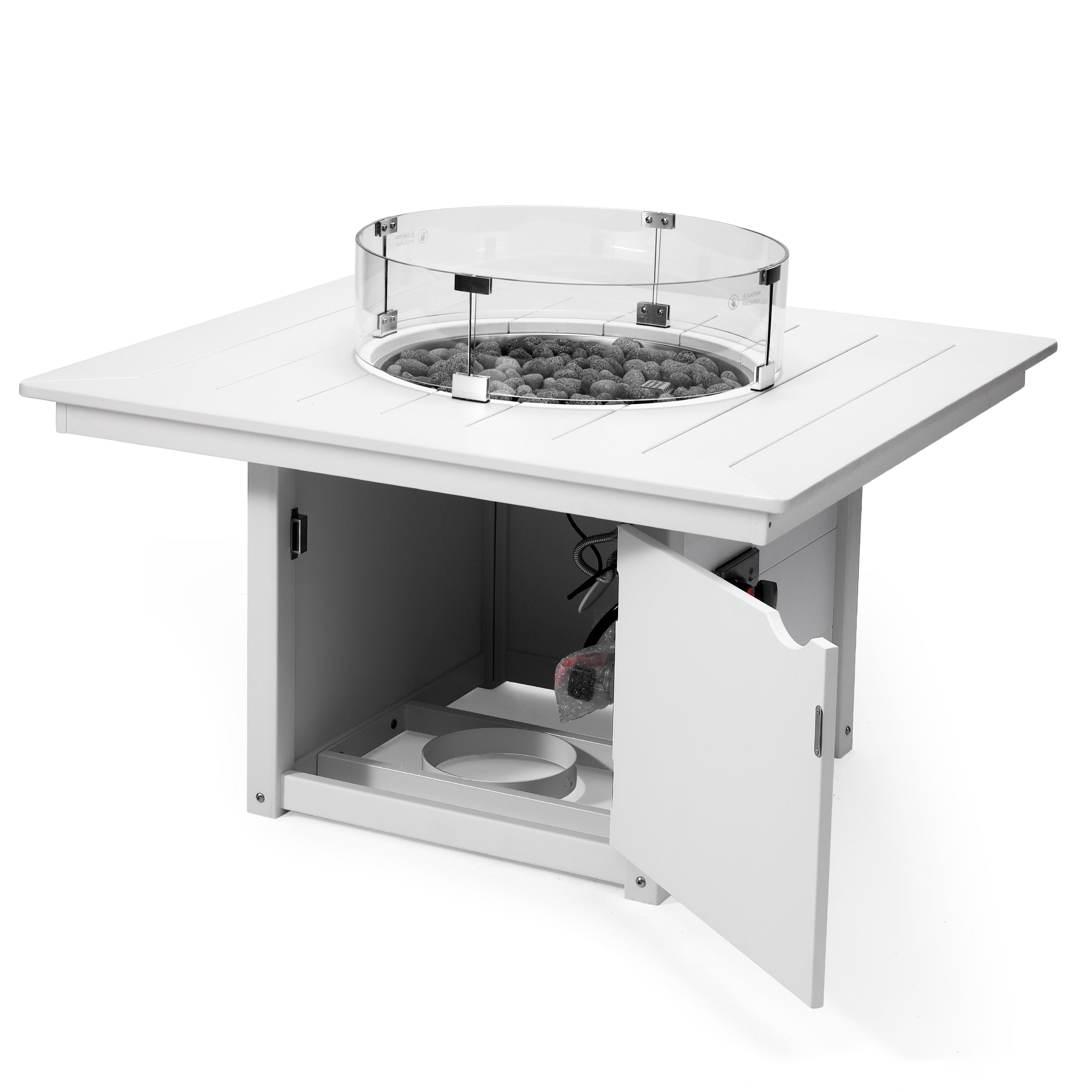 Helios 42" Modern Outdoor Patio Propane Square Fire Pit Table