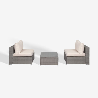 Irvine 3-Piece Outdoor Patio Rattan Wicker Sofa Conversation Set