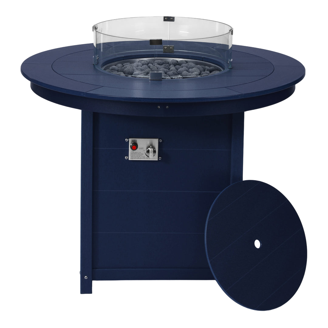 Helios 47" Modern Outdoor Patio Propane Round Counter Height Fire Pit Table