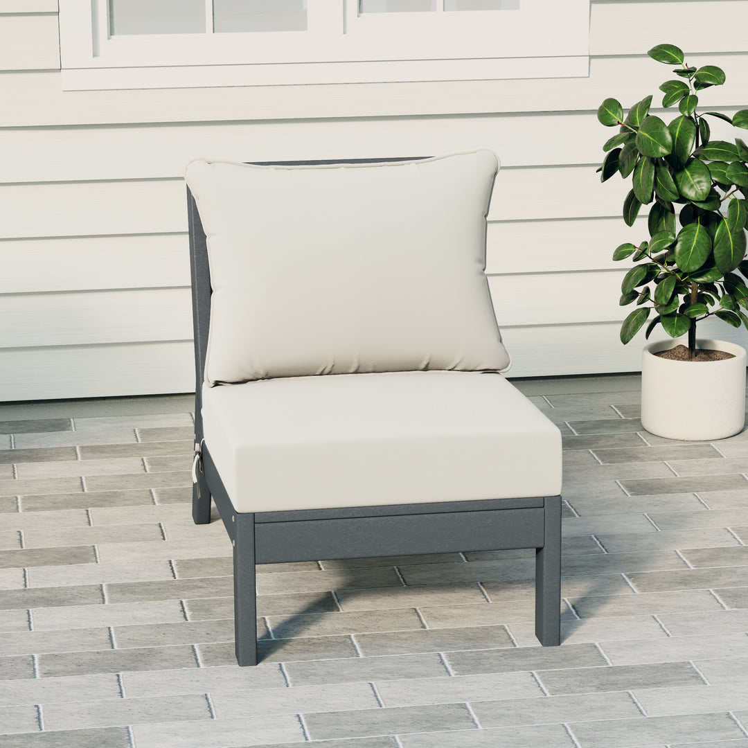 Avalon Outdoor HDPE Deep Seating Modular Armless Patio Chair with Patio Cushions