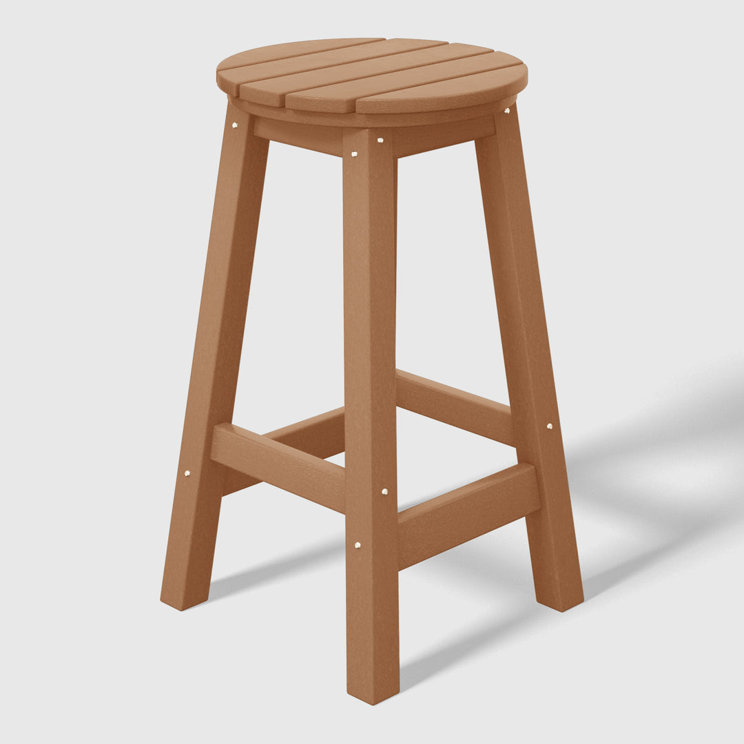 Malibu 24" HDPE Outdoor Patio Round Counter Height Bar Stool Set of 3