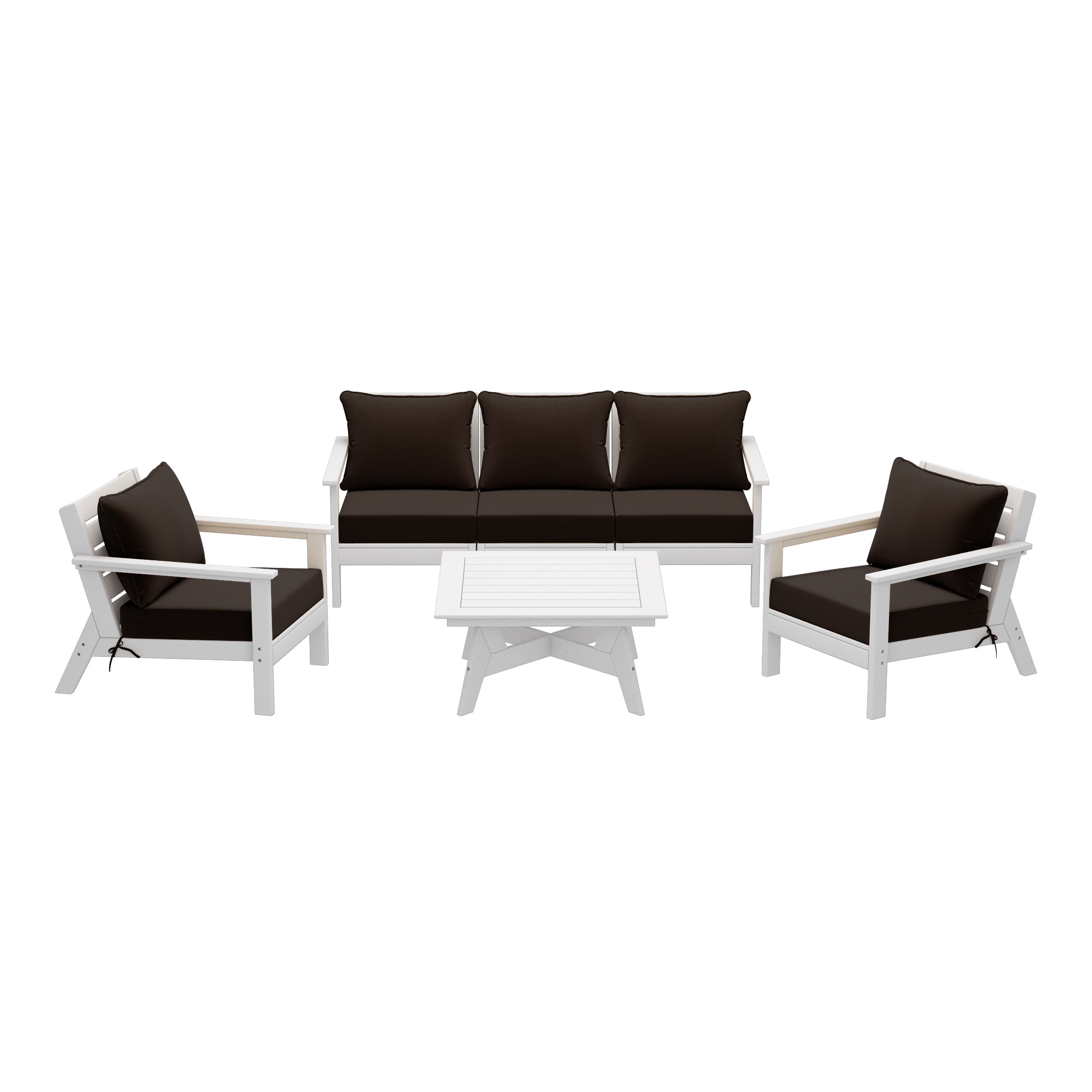 Avalon Outdoor 6-Piece Modular Sectional Patio Furniture Sofa Set in White Frame