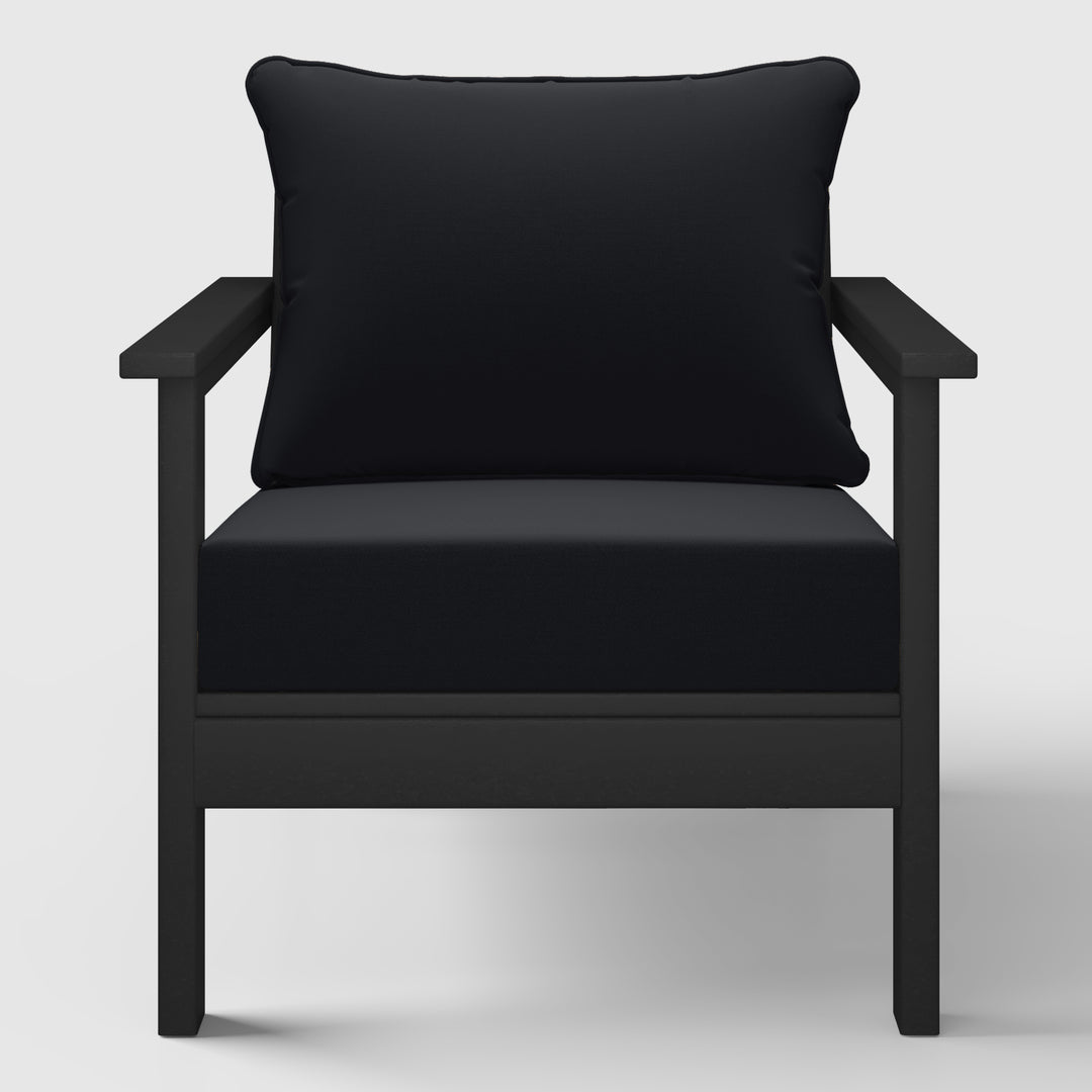 Avalon Outdoor Modern HDPE Patio Club Chairs with Deep Seat Cushions (Set of 2)