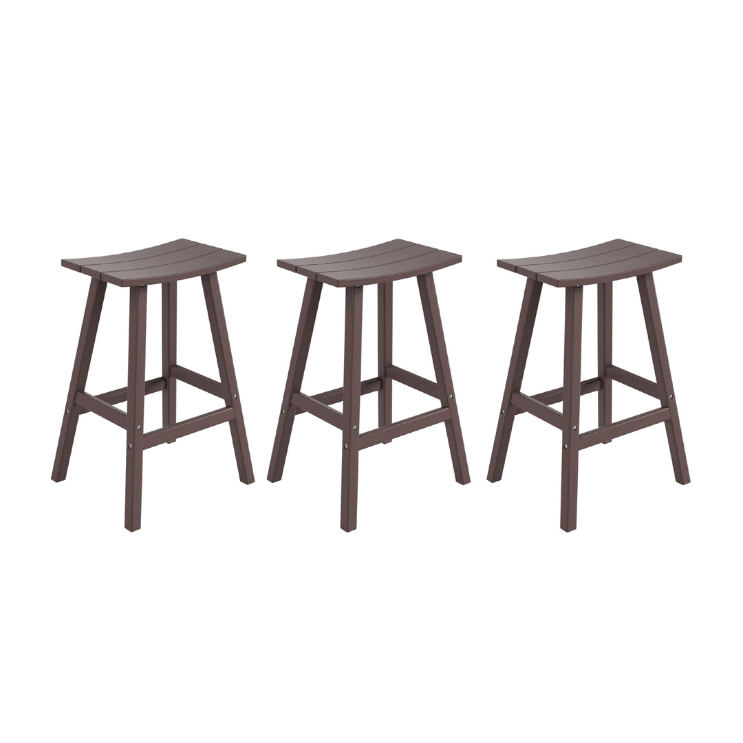 Malibu 29" HDPE Outdoor Patio Bar Height Bar Stools (Set of 3)