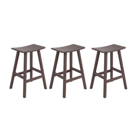 Malibu 29" HDPE Outdoor Patio Bar Height Bar Stools (Set of 3)