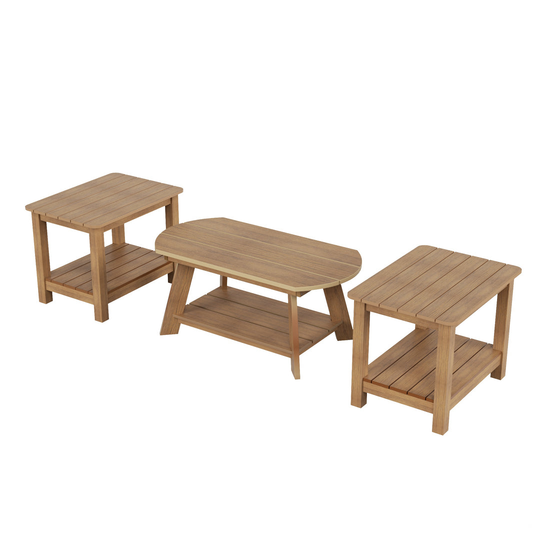 Tuscany 3-Piece HIPS Outdoor Adirondack Coffee Table and Two Side Table Set