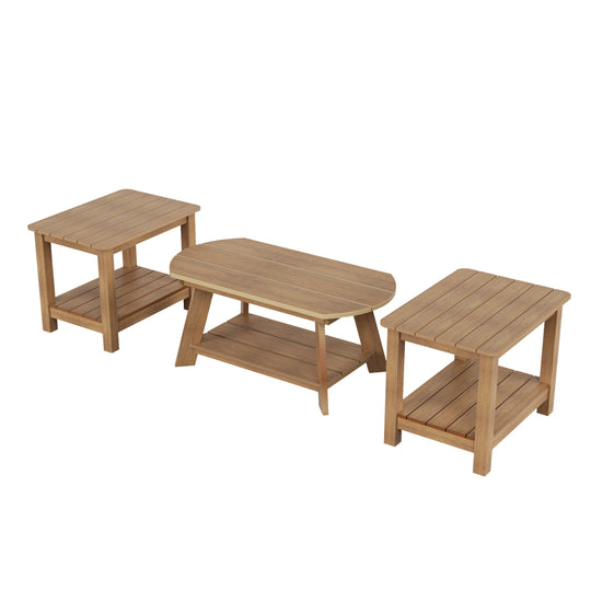 Tuscany 3-Piece HIPS Outdoor Adirondack Coffee Table and Two Side Table Set