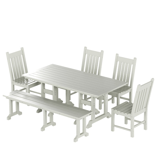 Malibu 6-Piece Outdoor Patio Dining Set Outdoor Table and Bench Chair Set