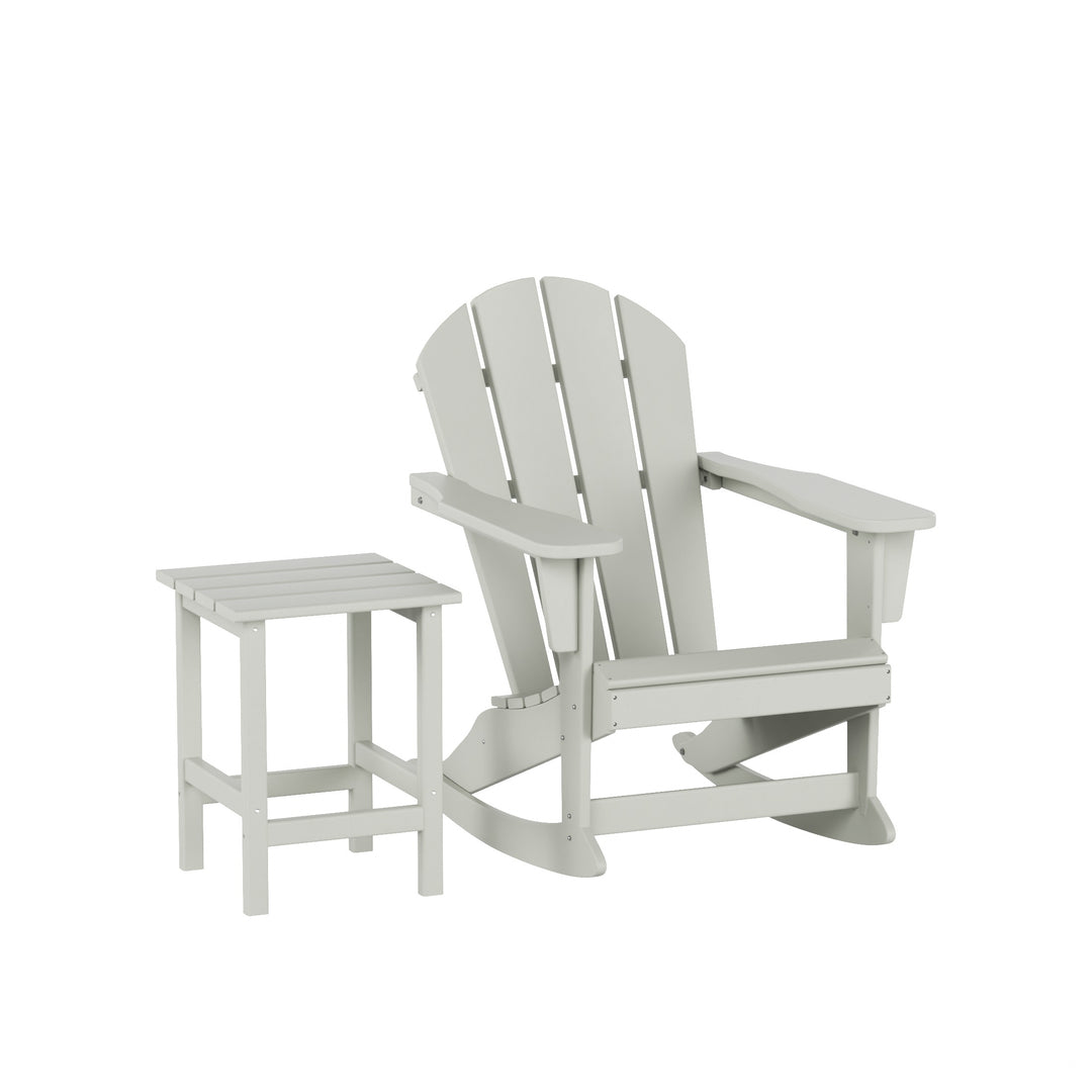 Malibu Outdoor Patio Rocking Adirondack Chairs with Side Table Set