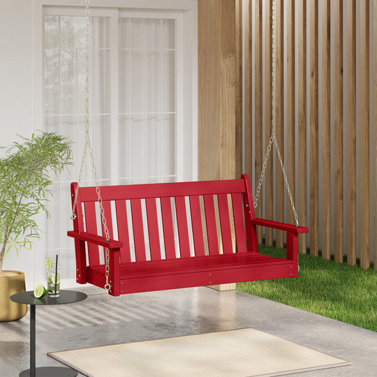 Malibu Outdoor Patio HDPE Hanging Front Porch Swing Bench