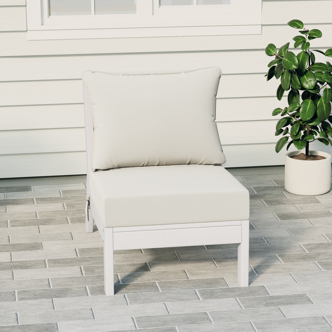 Avalon Outdoor HDPE Deep Seating Modular Armless Patio Chair with Patio Cushions