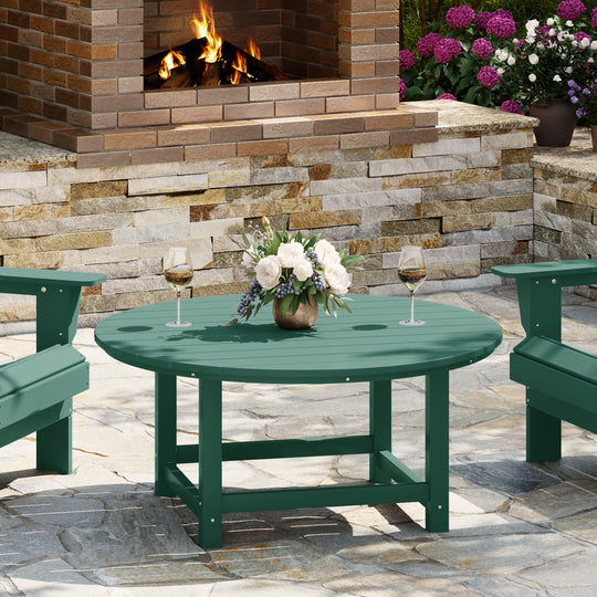Malibu Low Outdoor HDPE Round Patio Coffee Table