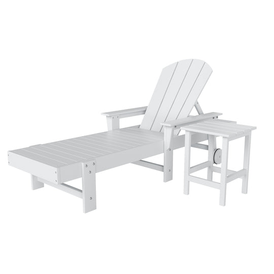 Malibu 2 Piece Adirondack Poly Reclining Chaise Lounge With Arms & Wheels